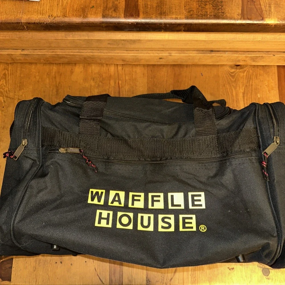 Waffle House Duffle Bag Shoulder Strap with Exterior Pockets Black
